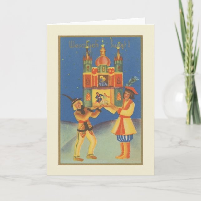 Vintage Polish Christmas Greeting Card (Front)
