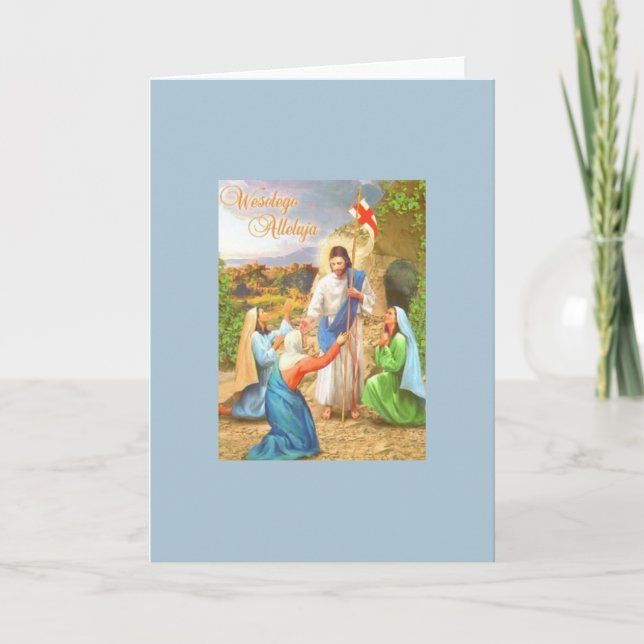Vintage Polish Religious Easter Greeting Card (Front)
