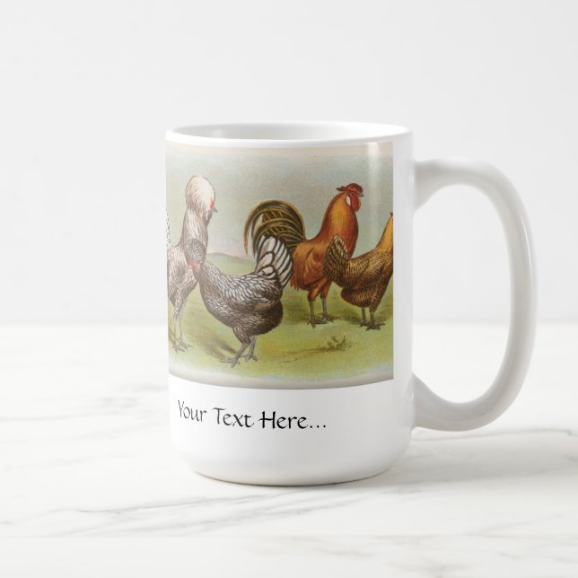 Vintage "Polish Silver Lace Chicken" Coffee Mug (Right)