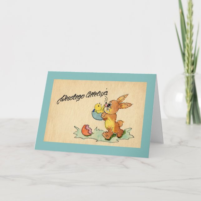 Vintage Polish Wesołego Alleluja Easter Card (Front)