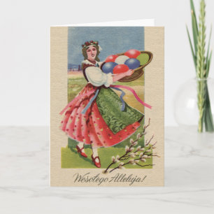 Vintage Polish Wesołego Alleluja Easter Card