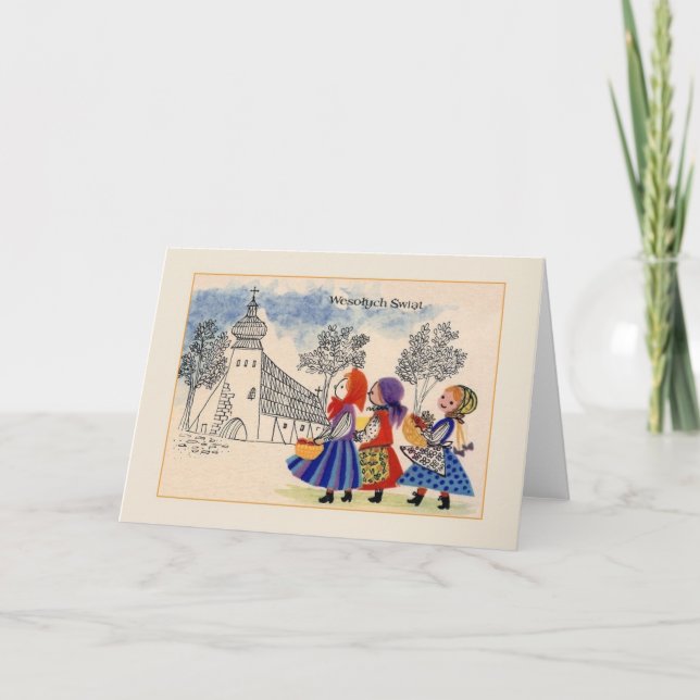 Vintage Polish Wesołych Świąt Christmas Card (Front)