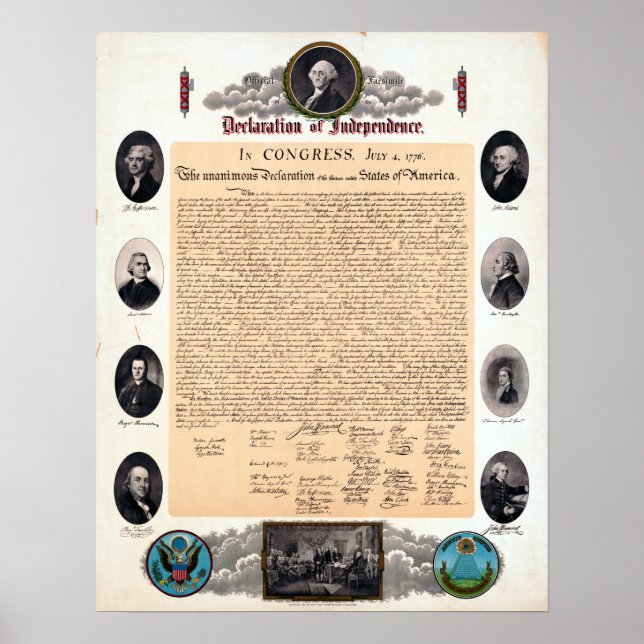 Vintage Political Founding Fathers and Declaration Poster (Front)