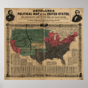 Vintage Political Map of The United States (1856) Poster