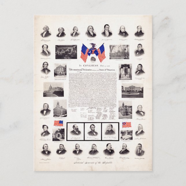 Vintage Political Presidents Postcard (Front)