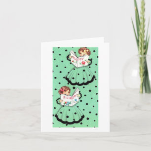Vintage Polka Dot Girls Birthday Card