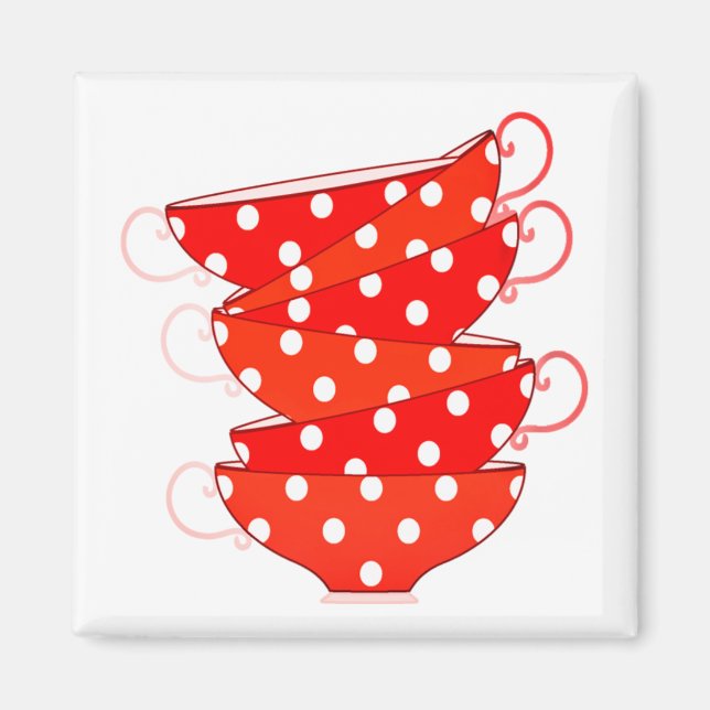 Vintage Polka dot teacup Magnet (Front)
