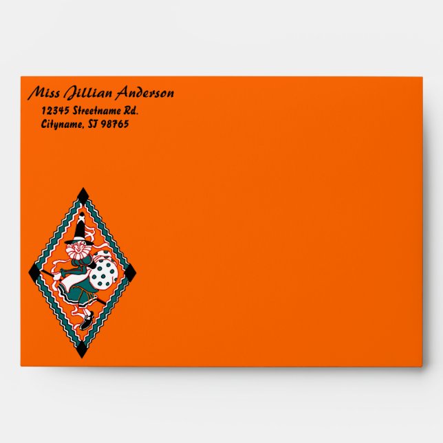 Vintage Polka Dot Witch | Custom 5x7 Envelope (Front)