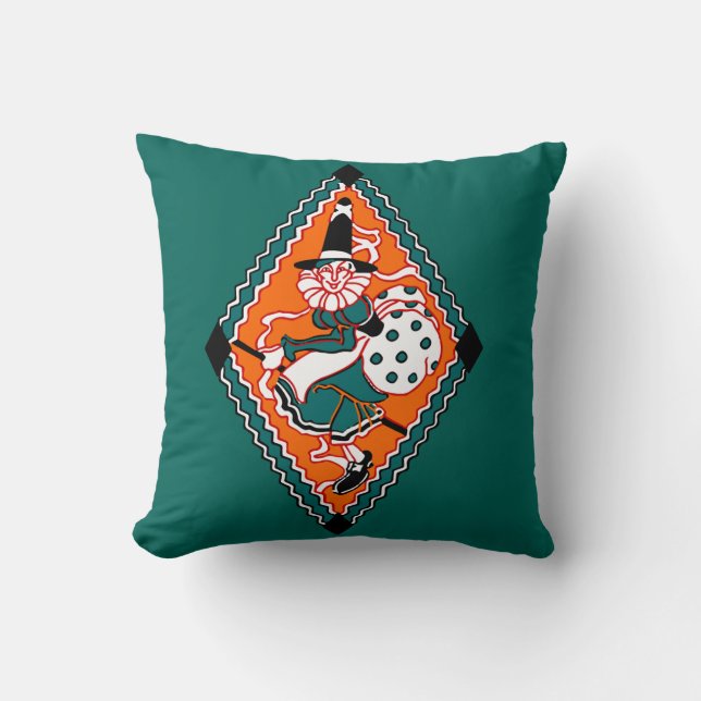 Vintage Polka Dot Witch | Square Throw Pillow (Front)
