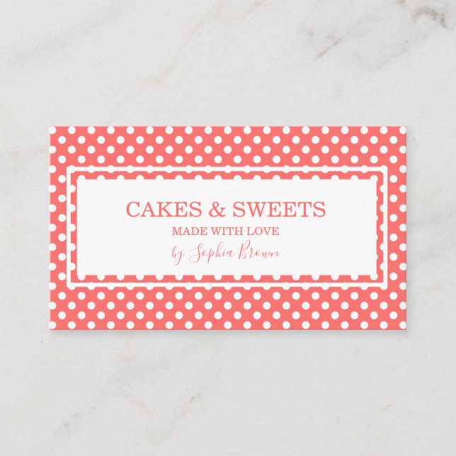 Vintage Polka Dots Bakery and Sweets Business Card (Front)
