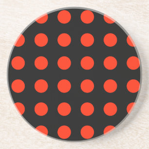 Vintage Polka Dots Black Red Colour Retro Classica Coaster
