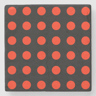 Vintage Polka Dots Black Red Colour Retro Classica Stone Coaster