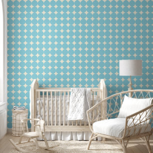 Vintage Polka Dots Pattern Light Blue Nursery Deco Wallpaper