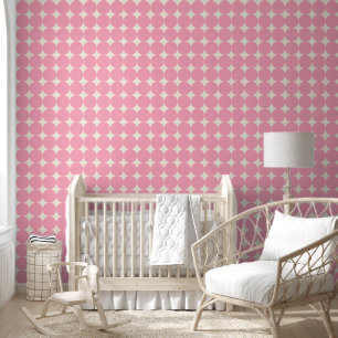 Vintage Polka Dots Pattern Pink Cream Nursery Deco Wallpaper