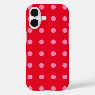 Vintage Polka Dots Pink Red Colour Retro Classic iPhone 16 Case