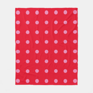 Vintage Polka Dots Pink Red Colour Retro Classic Fleece Blanket