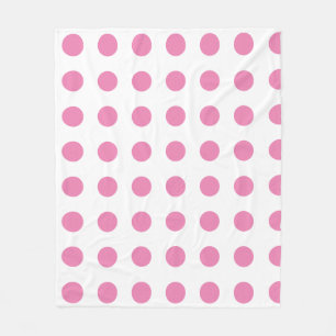 Vintage Polka Dots Pink White Colour Retro Classic Fleece Blanket