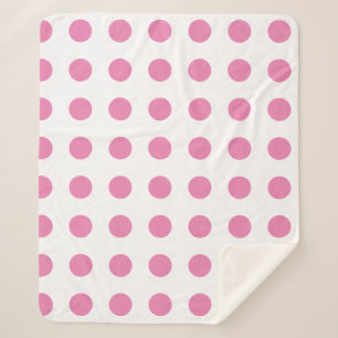 Vintage Polka Dots Pink White Colour Retro Classic Sherpa Blanket
