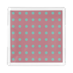 Vintage Polka Dots Rose Gold Colour Retro Classica Acrylic Tray