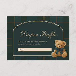 Vintage Polo Plaid Teddy Bear Diaper Raffle Enclosure Card