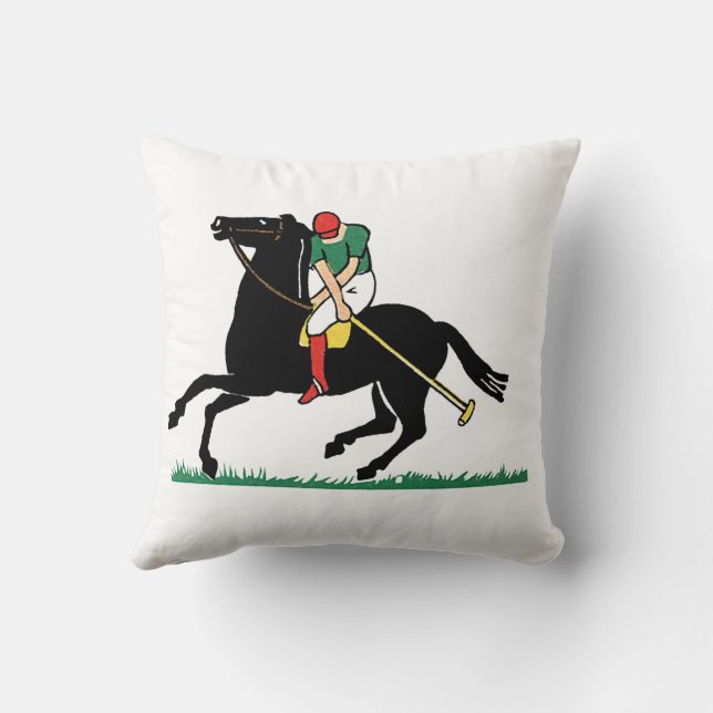 Vintage Polo Player on Pony Cushion (Back)