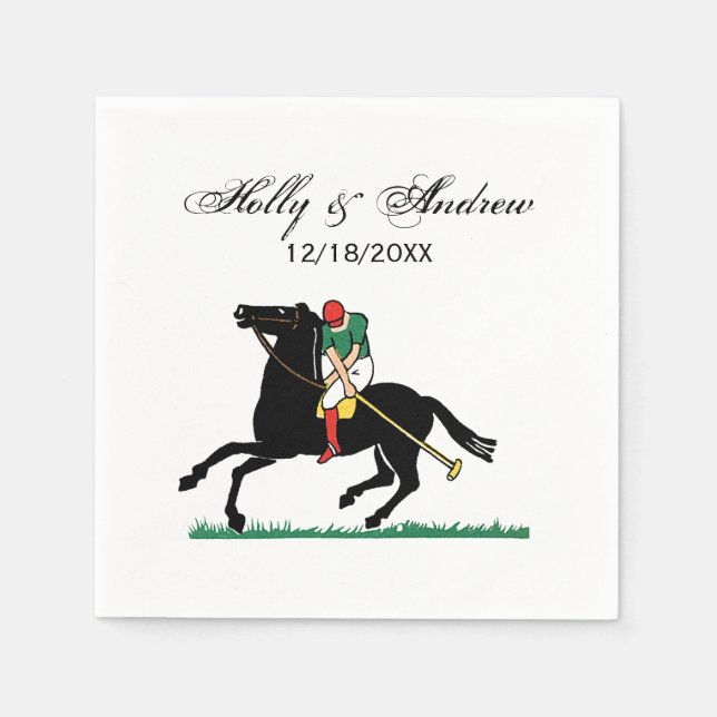 Vintage Polo Player on Pony Napkin (Front)
