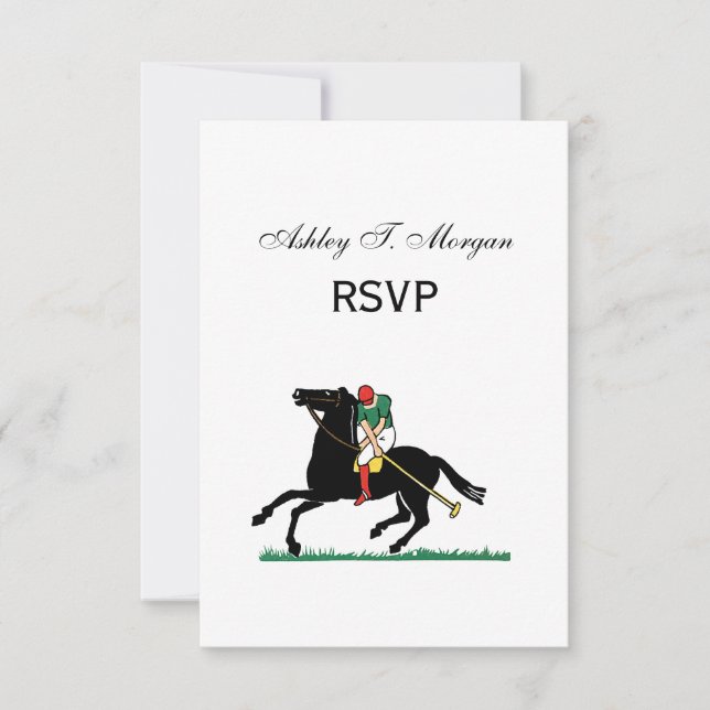 Vintage Polo Player on Pony RSVP Card (Front)