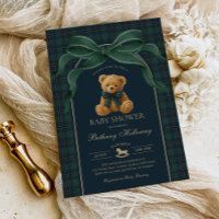 Vintage Polo Teddy Bear Green Plaid Baby Shower