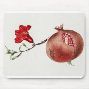 Vintage Pomegranate Botanical Illustration Mouse Mat