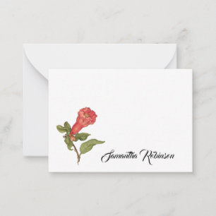 Vintage pomegranate flower blooming illustration card