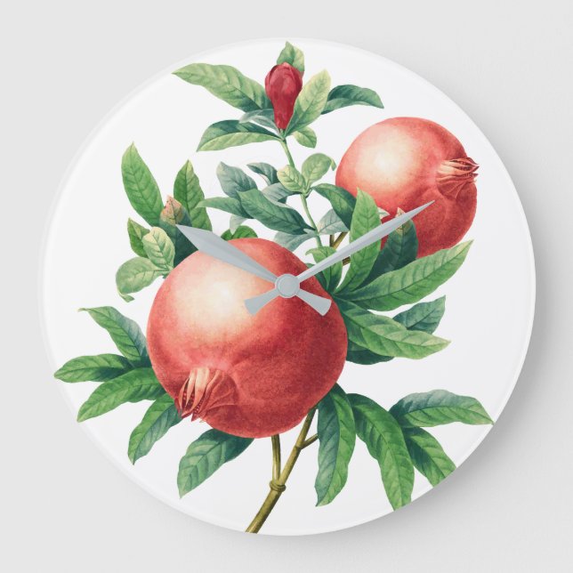 Vintage Pomegranate Fruit Branch Large Clock (Front)