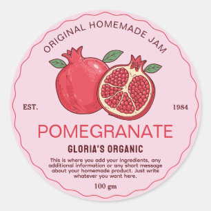Vintage Pomegranate Fruit Jam Homemade Product Classic Round Sticker