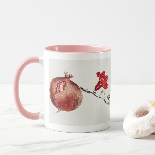 Vintage pomegranate mug (With Donut)