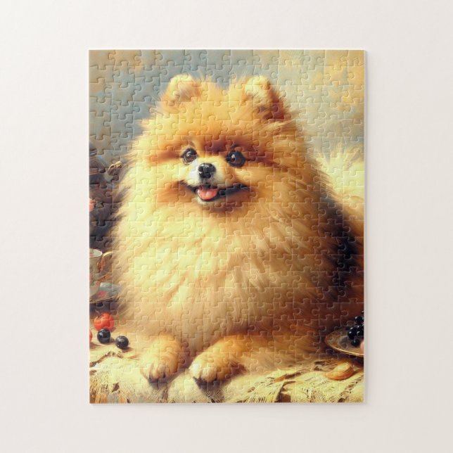 Vintage Pomeranian Dog Painting Jigsaw Puzzle (Vertical)