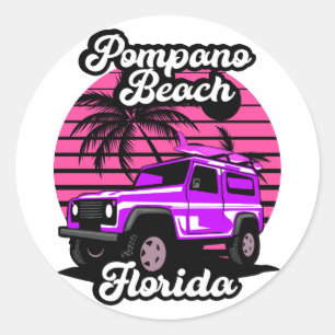 Vintage Pompano Beach Florida Classic Round Sticker