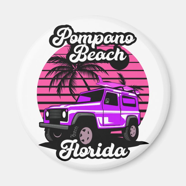 Vintage Pompano Beach Florida Magnet (Front)