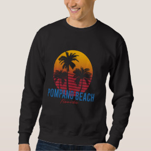 Vintage Pompano Beach Florida Palm Trees Sunset FL Sweatshirt