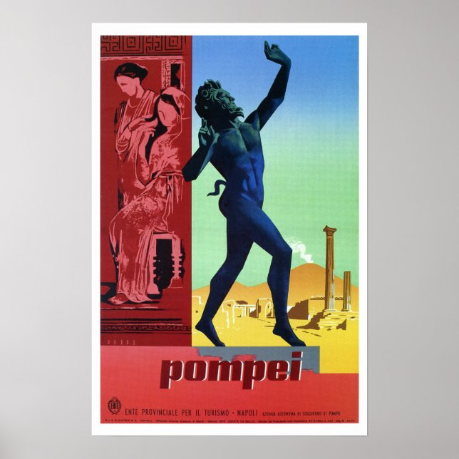 Vintage Pompeii Italian travel Poster (Front)