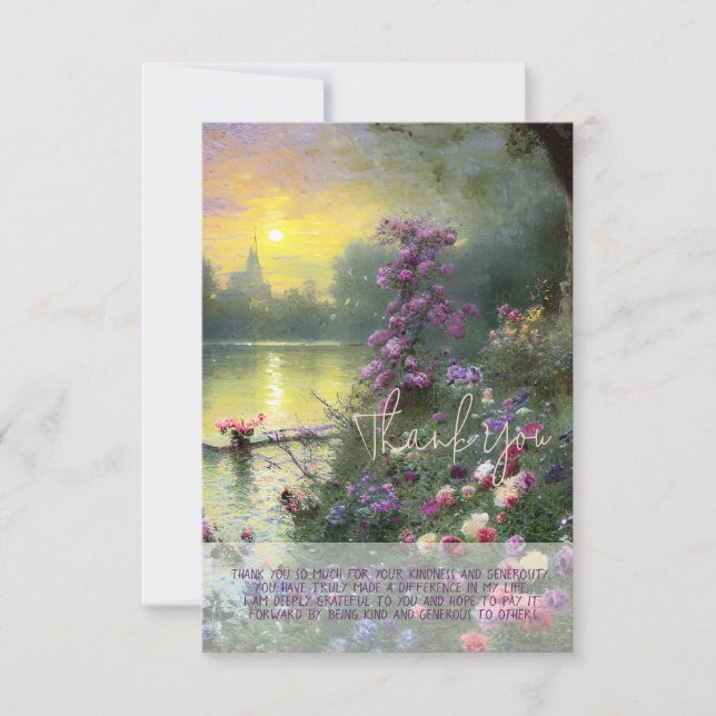 Vintage pond and flowers customisable card (Front)
