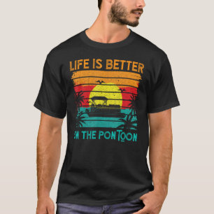 Vintage Pontoon Boat Captain On The Pontoon T-Shirt