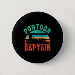 Vintage Pontoon Captain Boat Owner Boating Boater 6 Cm Round Badge