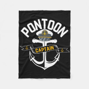 Vintage Pontoon Captain Funny Pontoon Boat Fleece Blanket