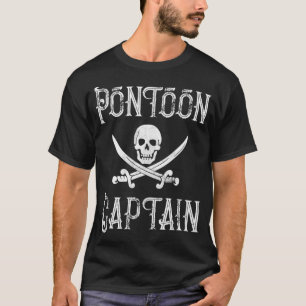 Vintage Pontoon Captain Pirate Skull Pontoon Boat T-Shirt