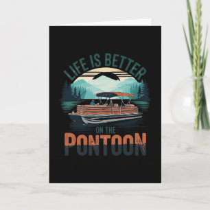 Vintage Pontoon Captain Pontoon Boat Vacation Summ Card
