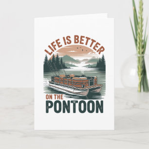 Vintage Pontoon Captain Pontoon Boat Vacation Summ Card