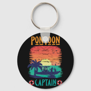 Vintage Pontoon Captain Retro Style Pontoon Boat Key Ring