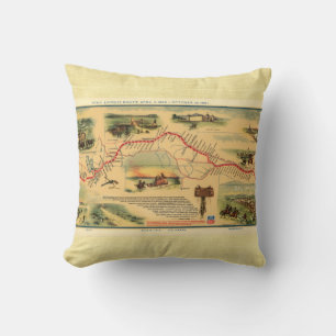 Vintage Pony Express Map Cushion