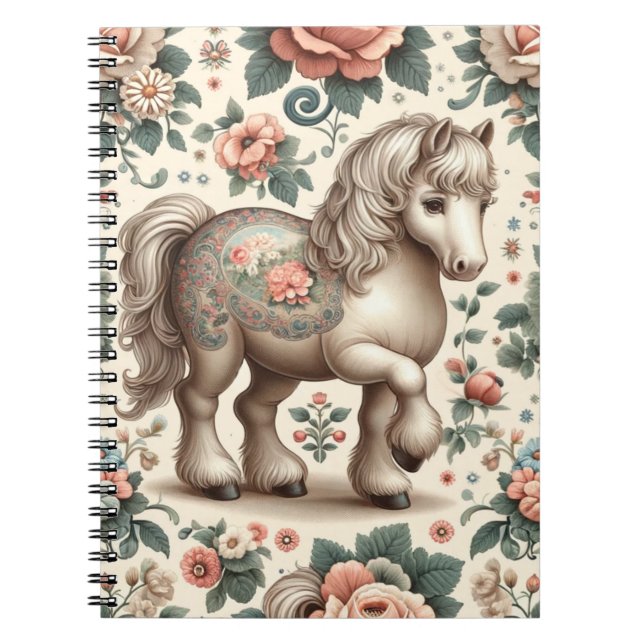 Vintage Pony's Delightful Blooms  Notebook (Front)