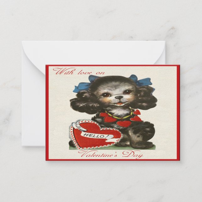 Vintage Poodle Dog In Valentine's Day Card (Front)