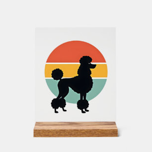 Vintage Poodle Sunset Retro Dog Silhouette Circle  Acrylic Sign